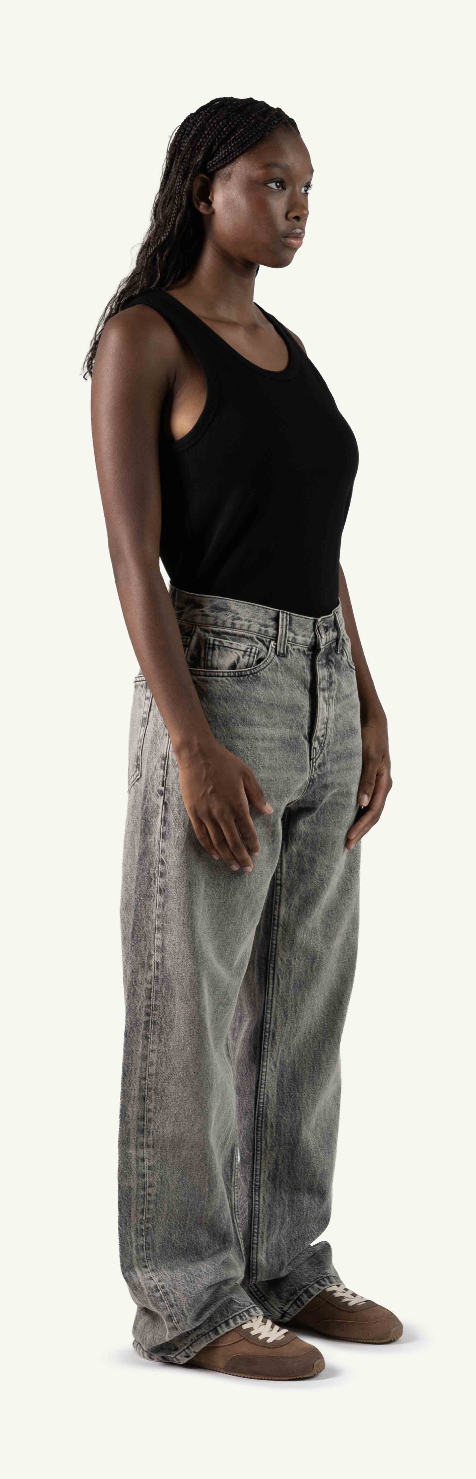 Faded Mid Grey Loose Fit Jeans. - Image 3