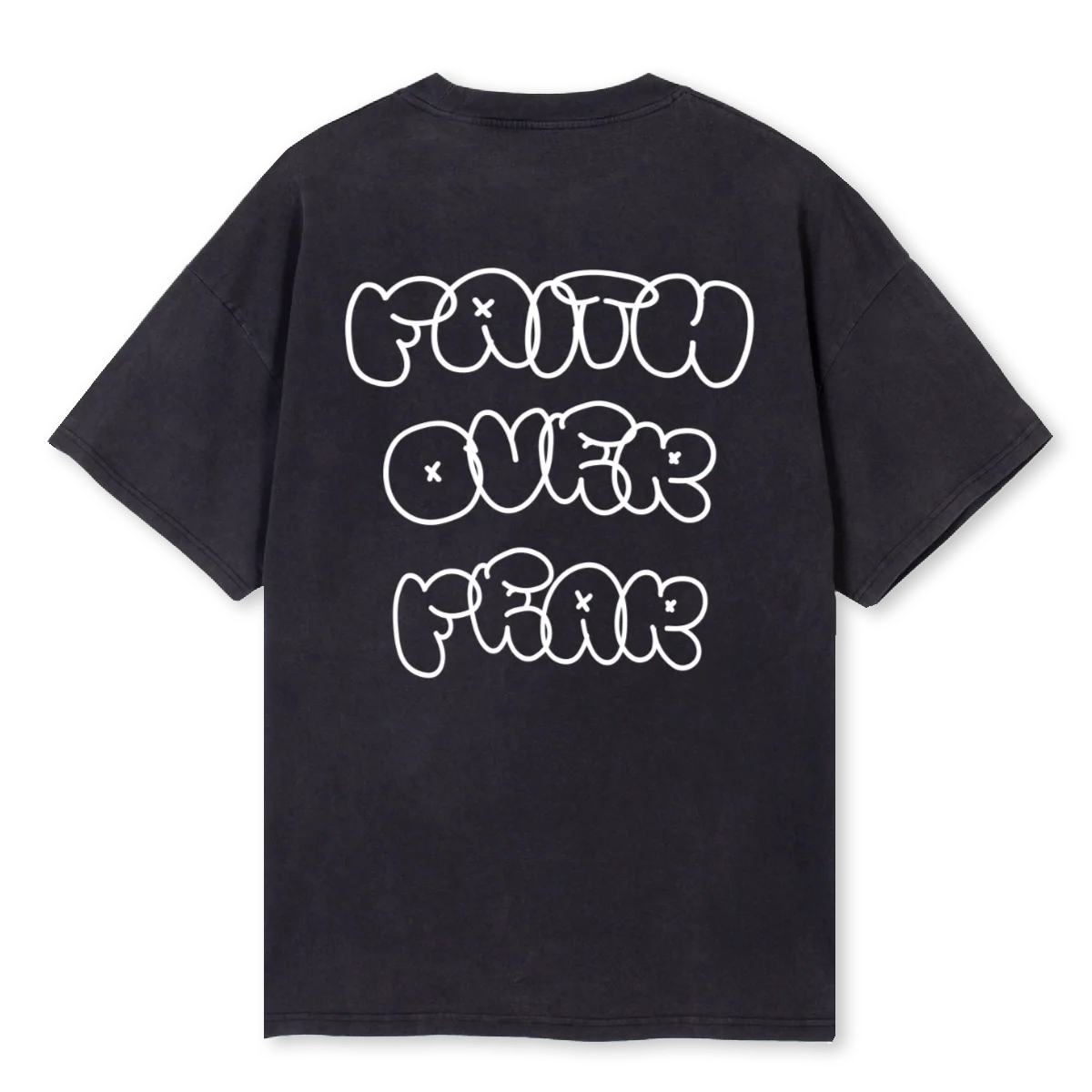 FAITH OVER FEAR VB Vintage Black Oversized Tee. - Image 2