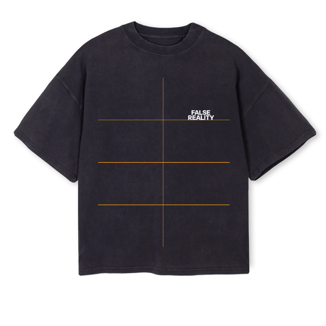 FALSEREALITYBLK Vintage Black Oversized Boxy Tee.
