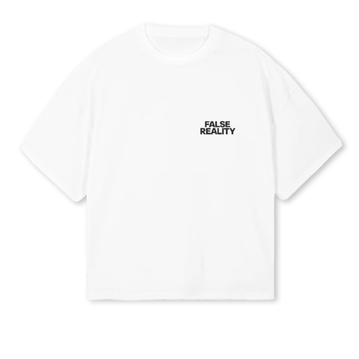 FALSEREALITYWB White Oversized Boxy Tee.