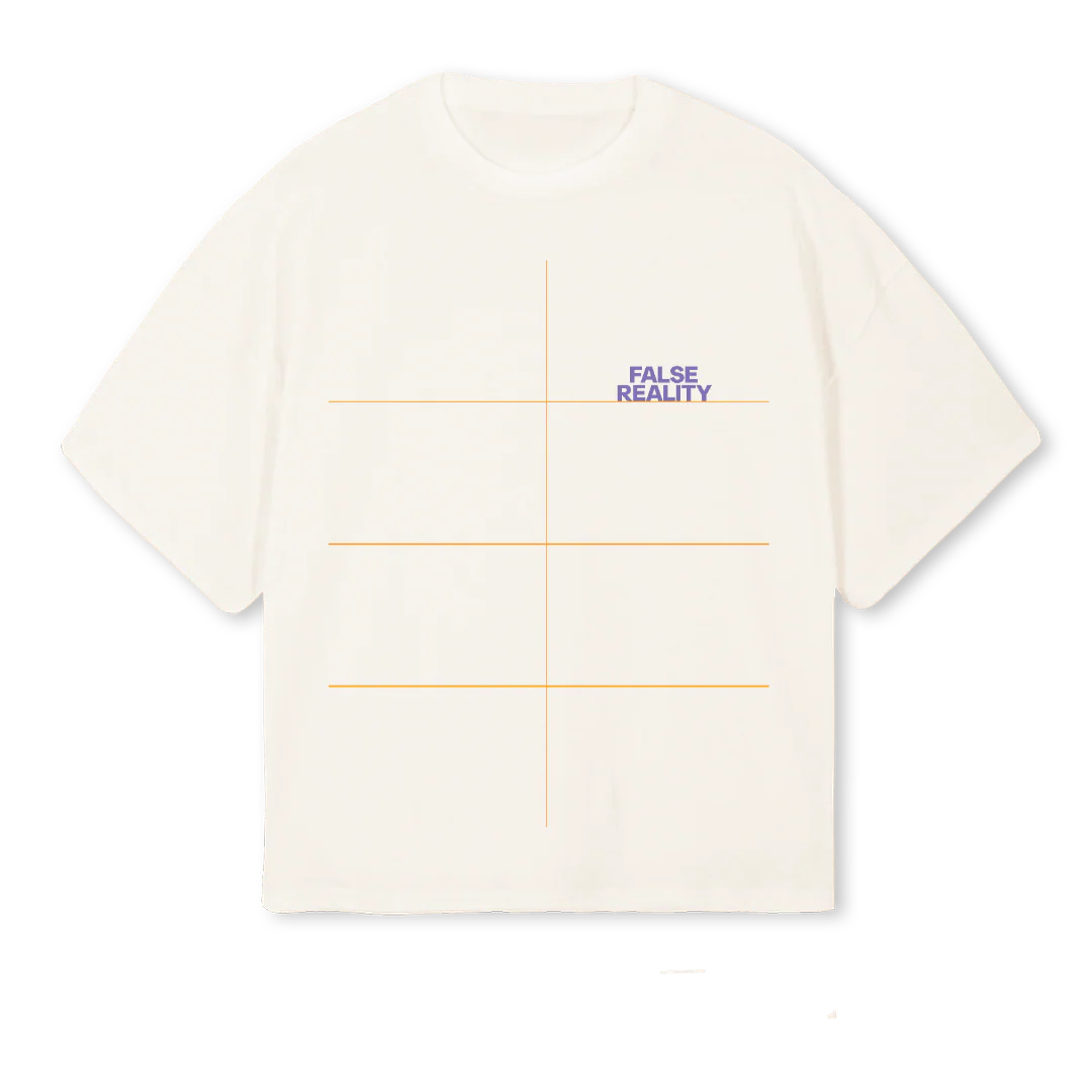 FALSEREALITYWHT Vintage White Oversized Boxy Tee.