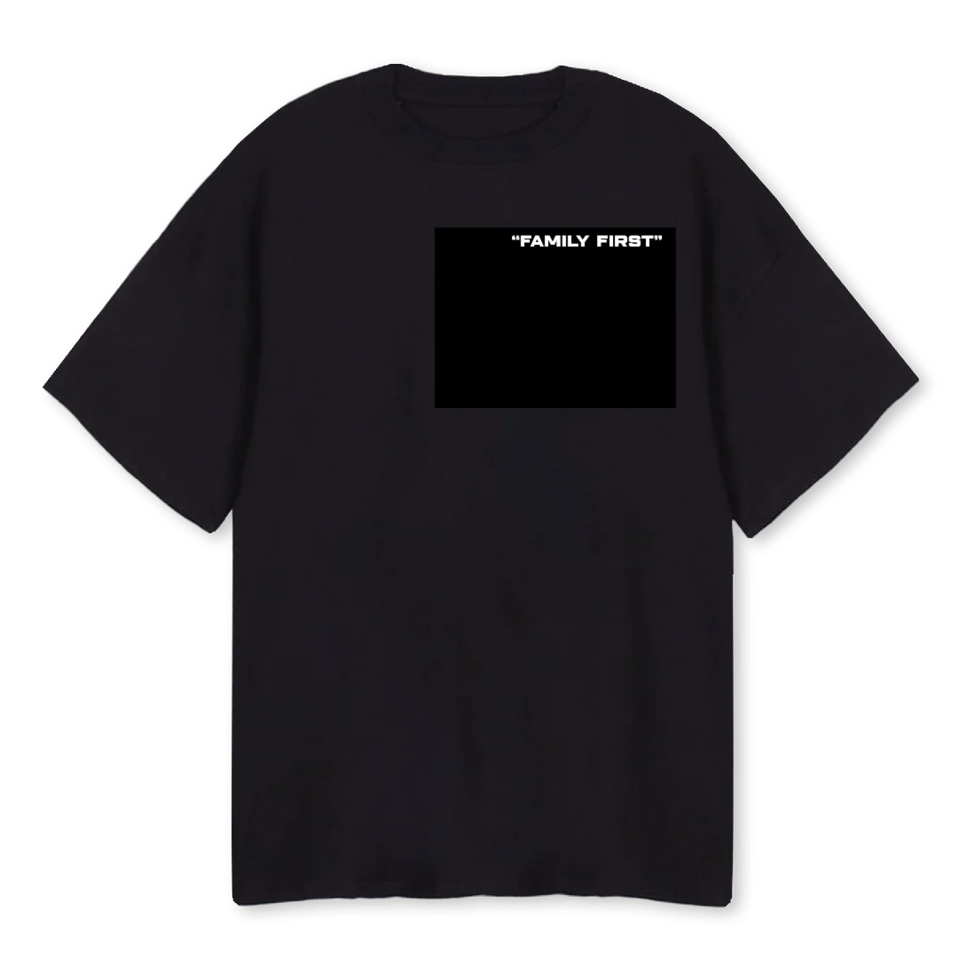 FAMILY W Black Oversized Tee.