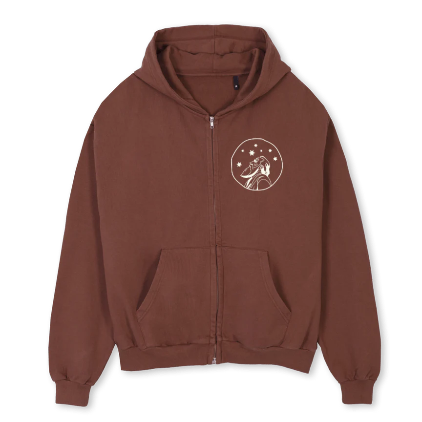 FAMILYCOFFEEBROWNZIP Vintage Brown Oversized Zipped Hoodie.