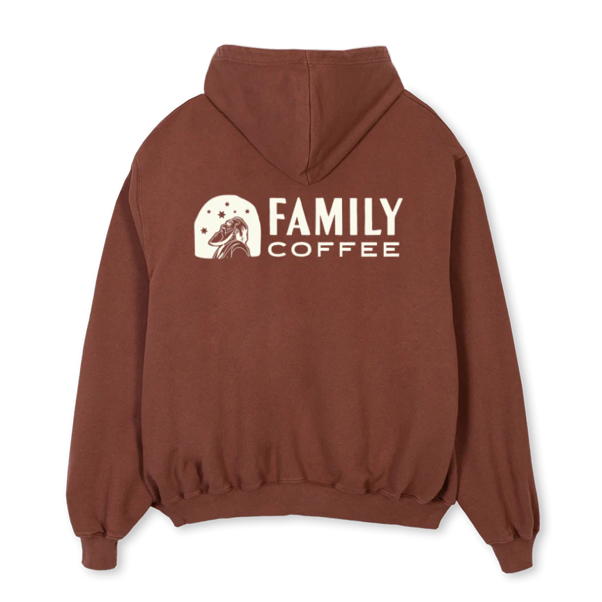 FAMILYCOFFEEBROWNZIP Vintage Brown Oversized Zipped Hoodie. - Image 2