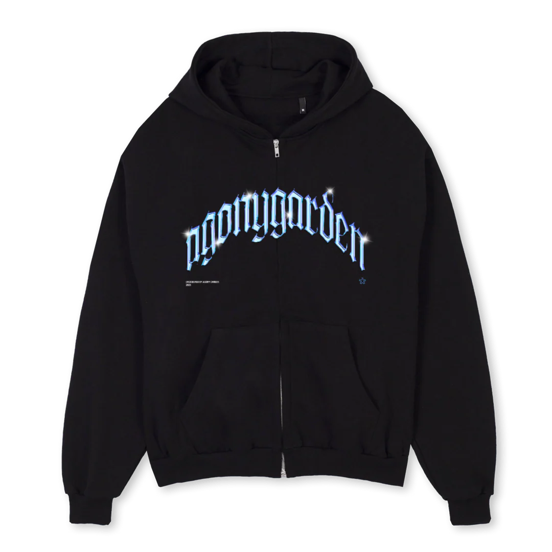 FANTASY Black Oversized Zipped Hoodie.