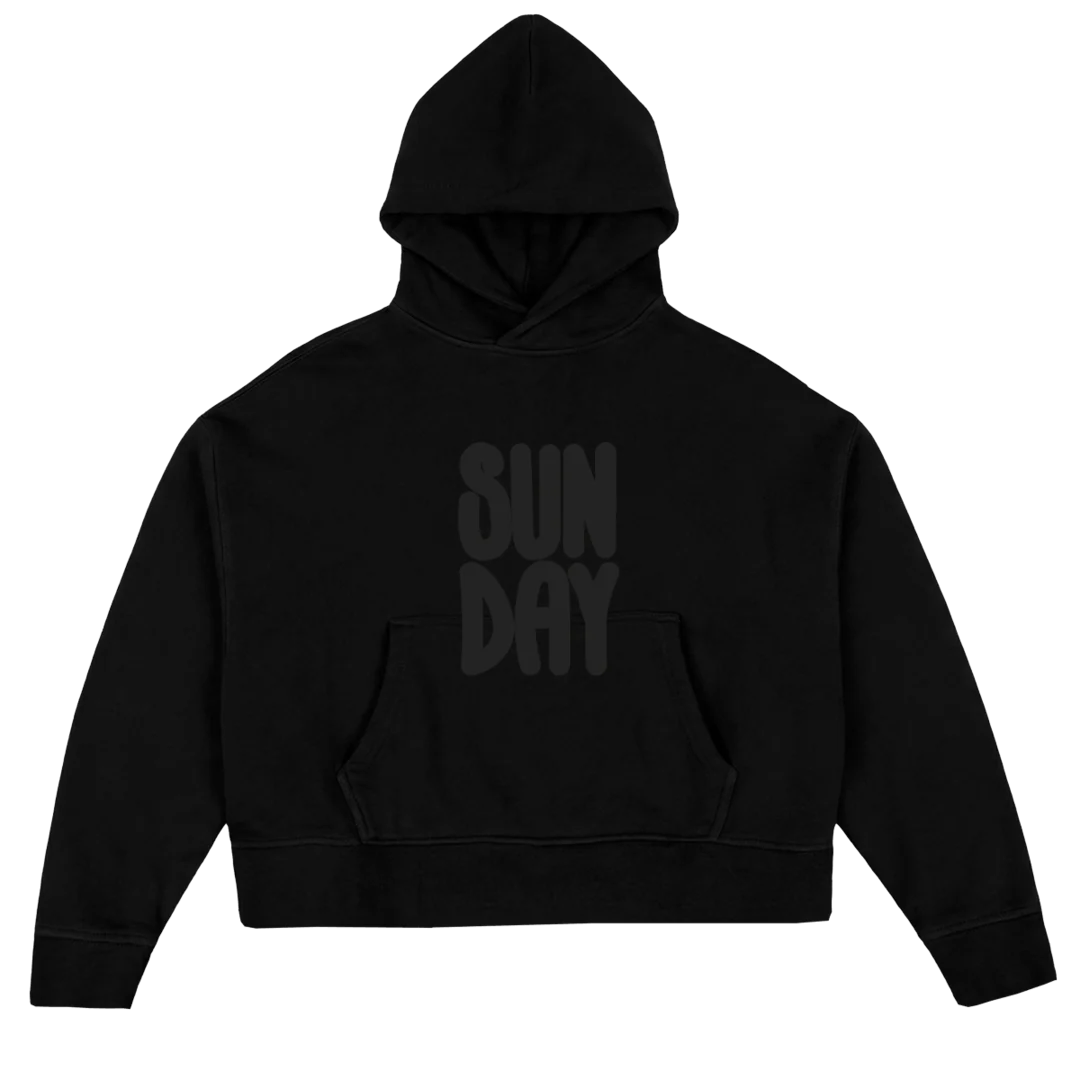 FATLOGOBLACK Black Oversized Boxy Hoodie.