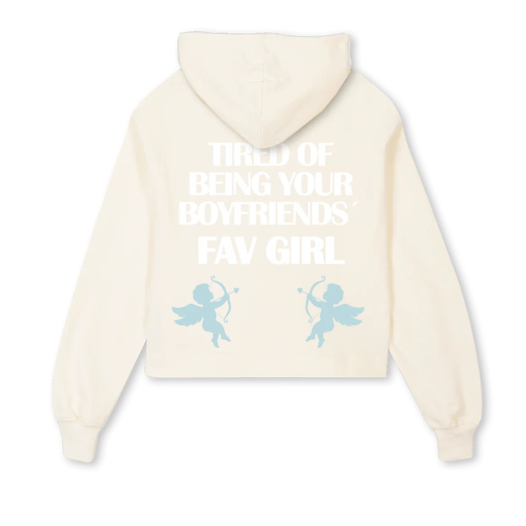 FAV GIRL CROPPED Cream Cropped Hoodie. - Image 2