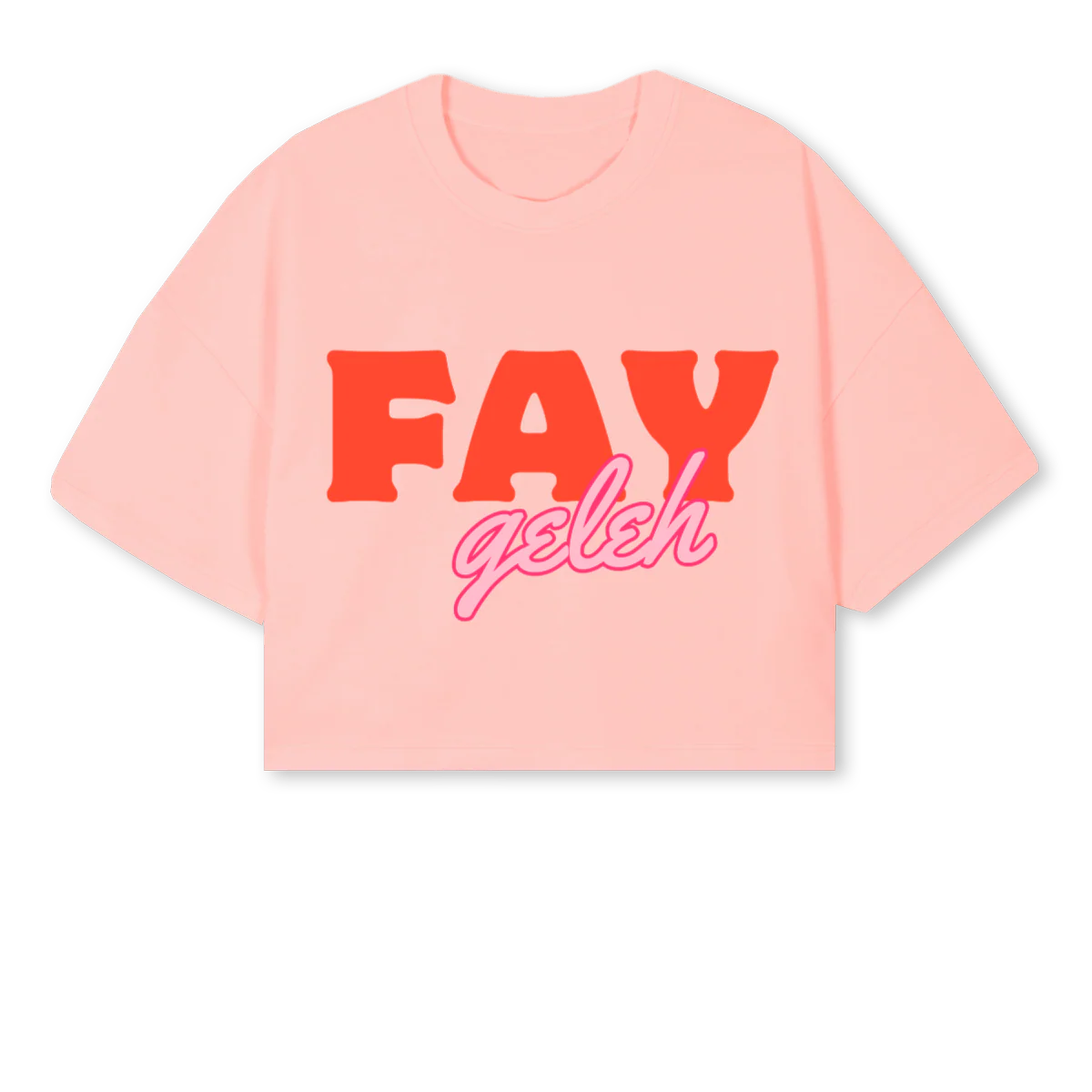 FAYGELEH Pink Clay Cropped Oversized Tee.