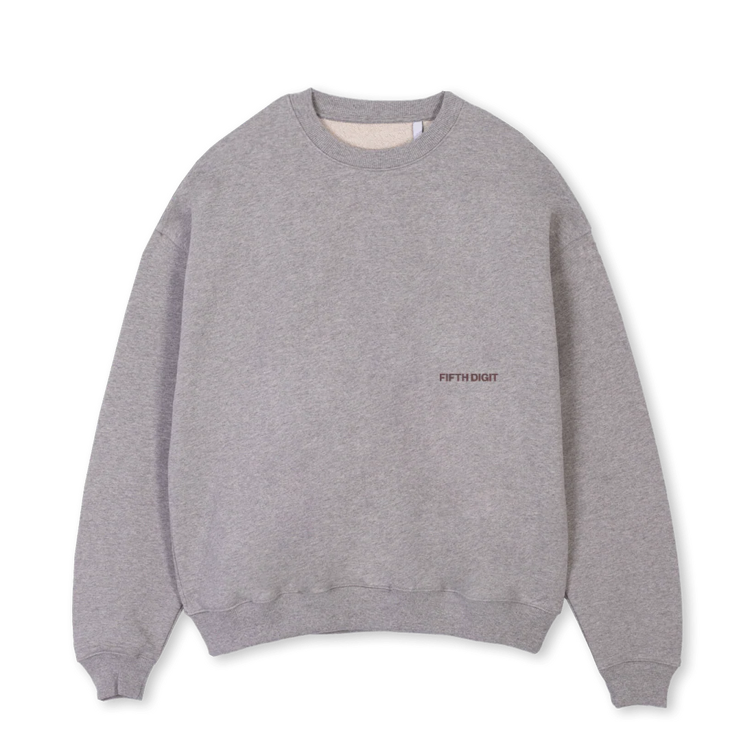 FDGD PRINT Grey Marl Oversized Crewneck Sweater.