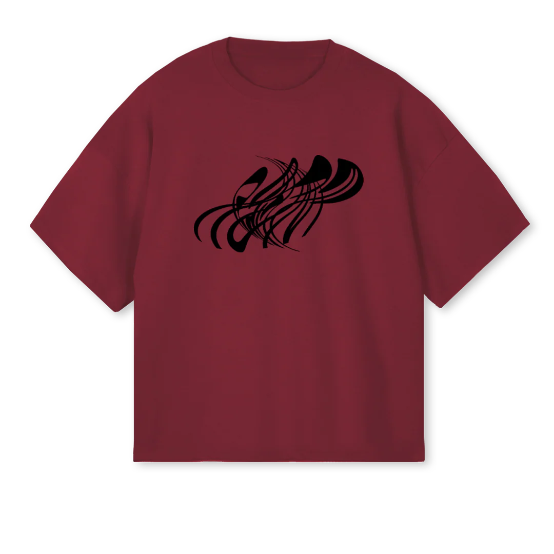 FDSHIRT KONTR Burgundy Oversized Boxy Tee.