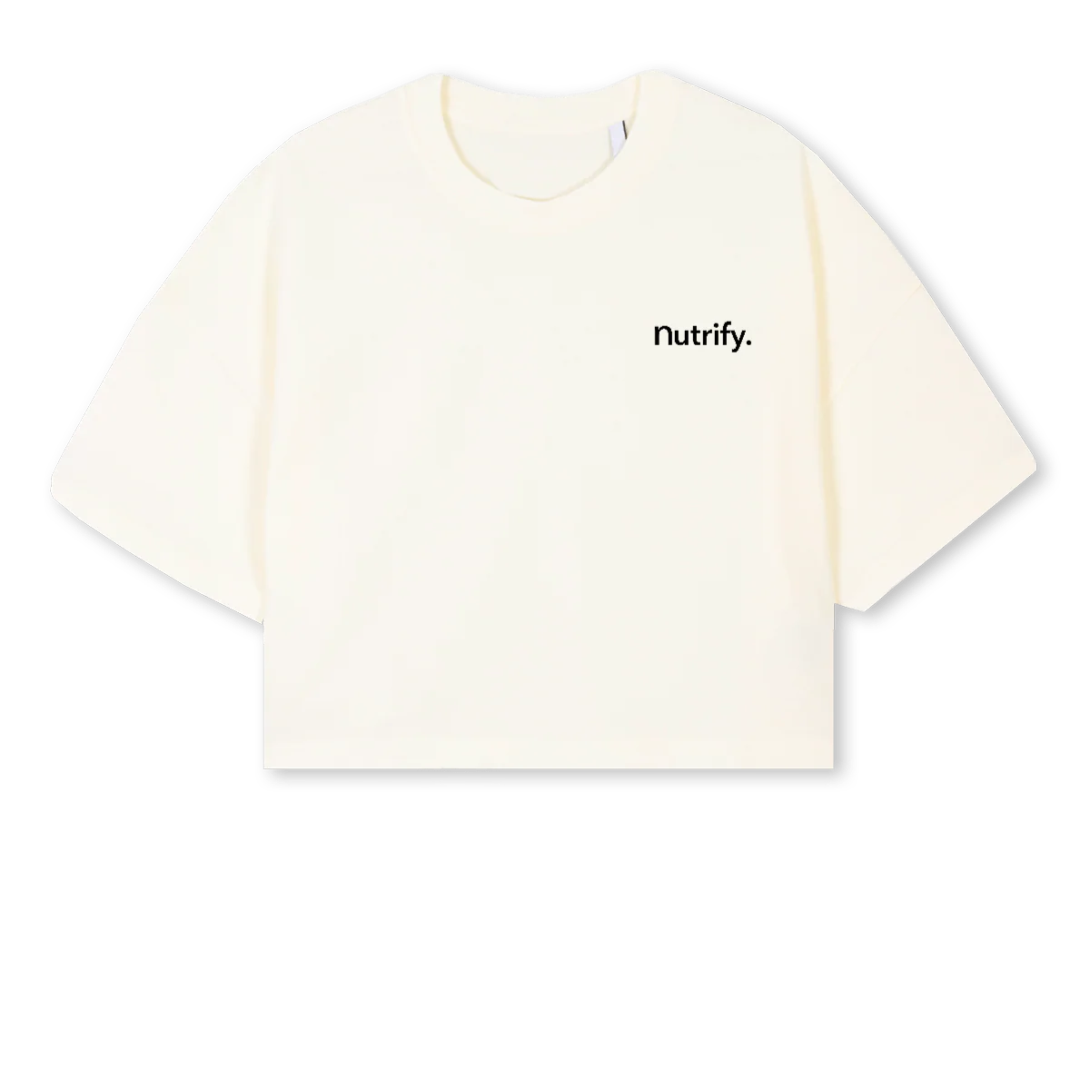 FEMALE CROPPED Cream Cropped Oversized Tee.