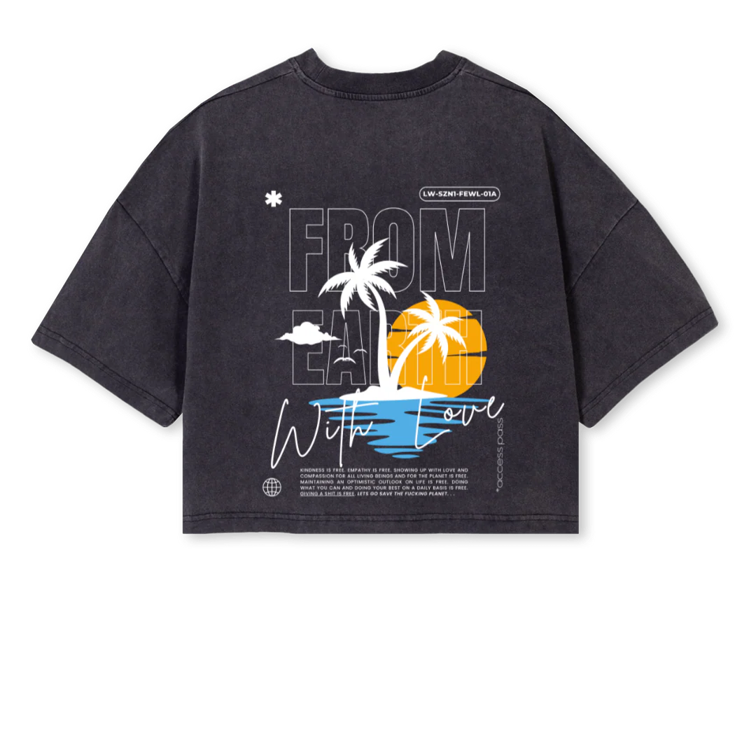 FEWLW Vintage Black Cropped Oversized Tee. - Image 2