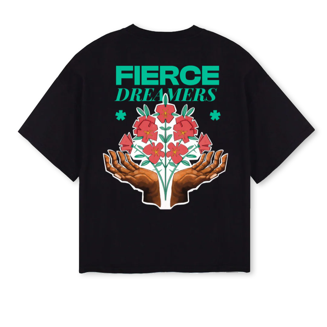 FIERCE DREAMERS FLOW Black Oversized Boxy Tee. - Image 2