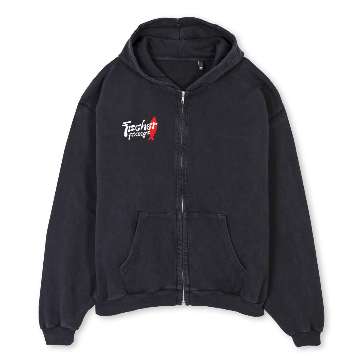 FISCHER SURFING Vintage Black Oversized Zipped Hoodie.