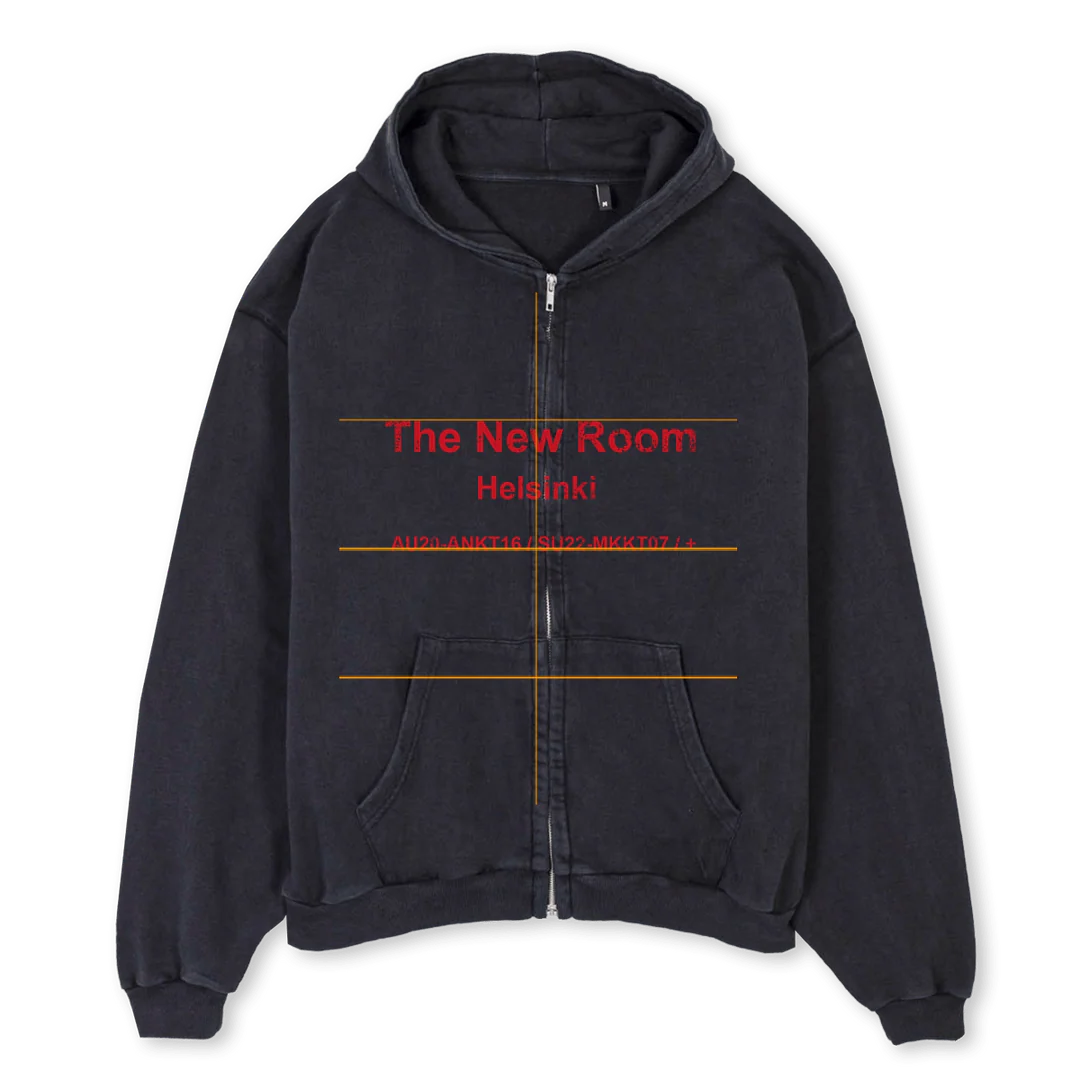 FIVEPM Vintage Black Oversized Zipped Hoodie.