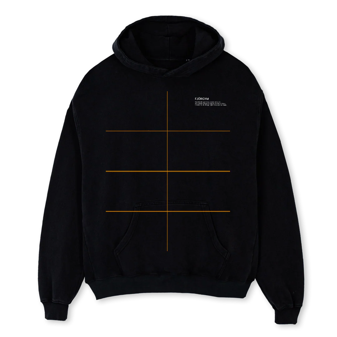 FJORGYM HOODIEX Black Oversized Hoodie.