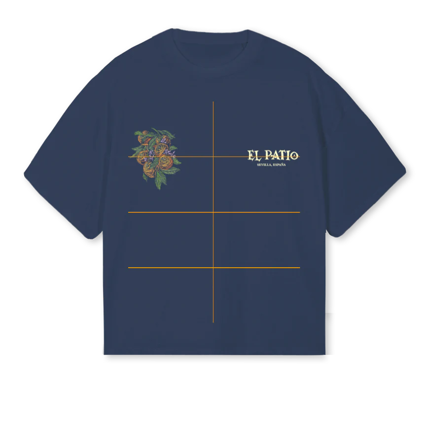 FLAMENCACOLORTEE Navy Blue Oversized Boxy Tee.