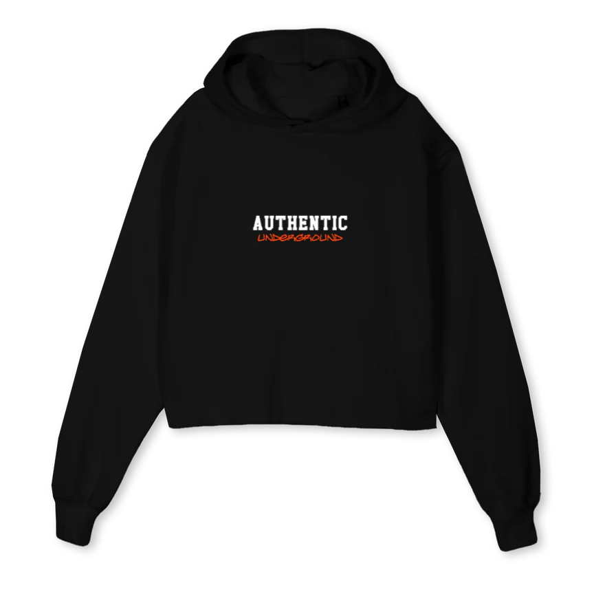 FLAMME Black Cropped Hoodie.