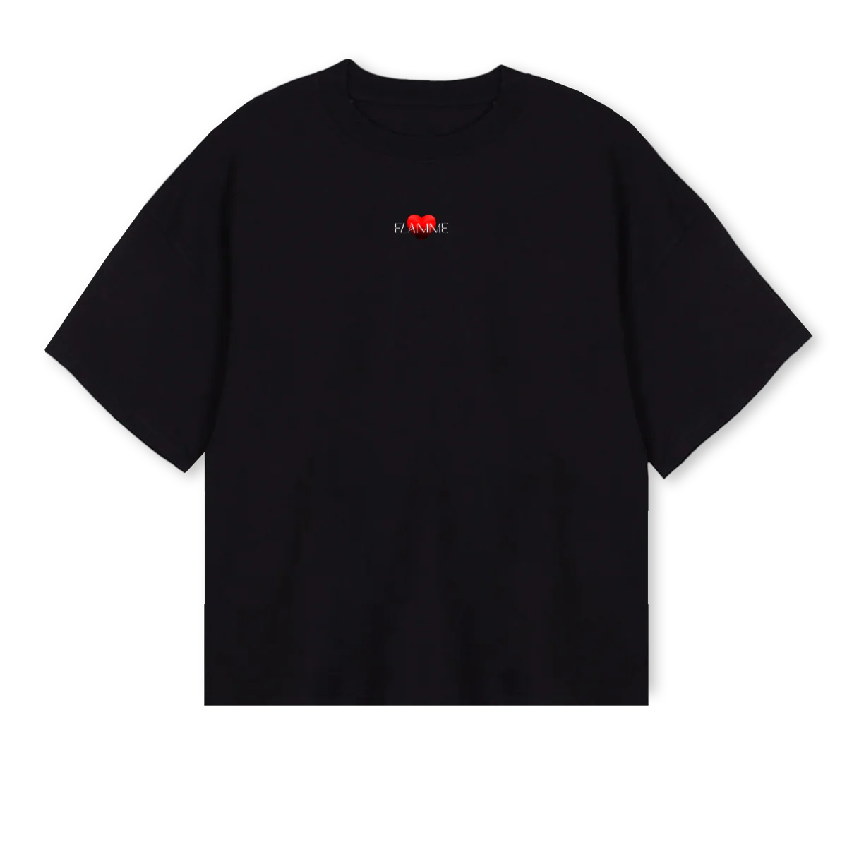 FLAMMEMAD Black Oversized Boxy Tee.