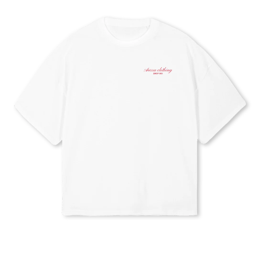 FLESHANDFIRE White Oversized Boxy Tee.