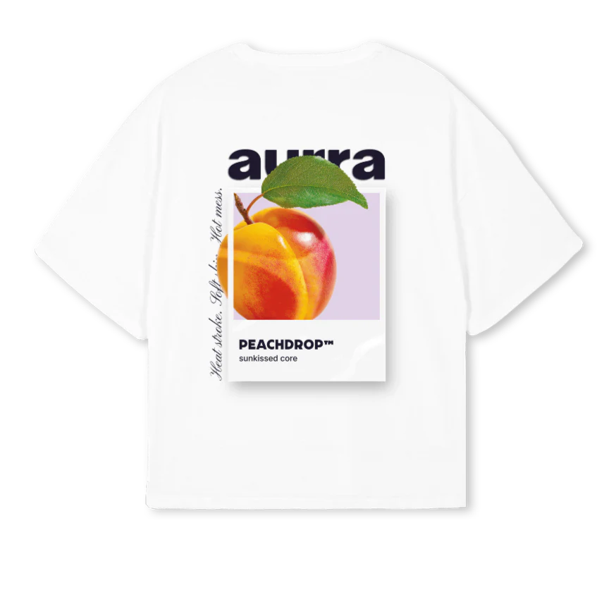 PEACHDROP_BOXY White Oversized Boxy Tee - Image 2