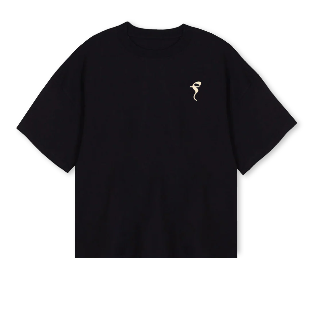 FLOR CARVOARIA Black Oversized Boxy Tee.