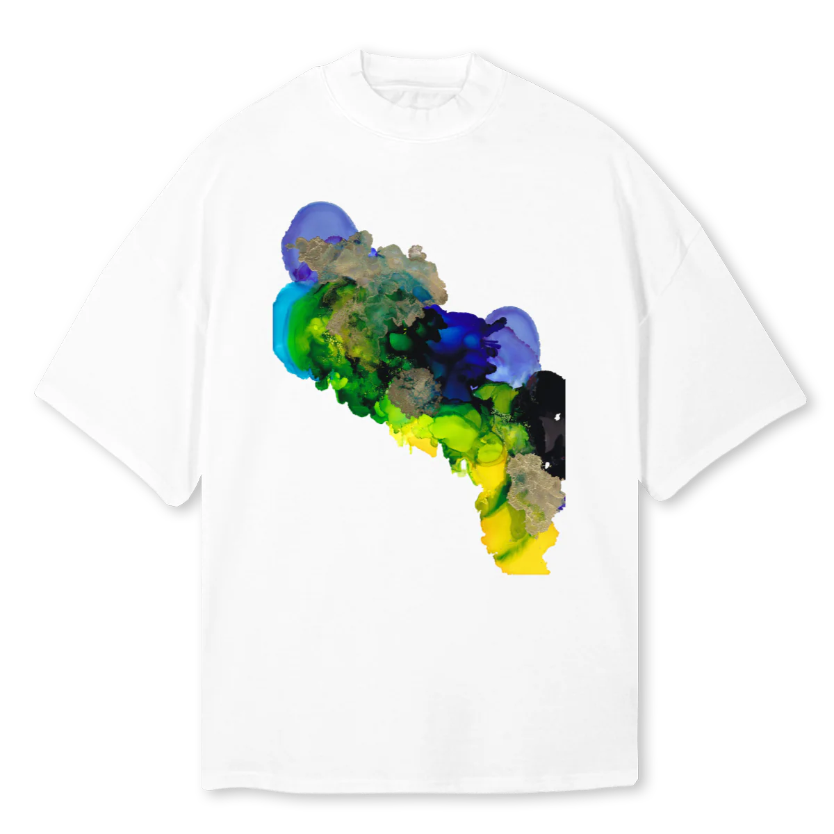 FLOW STATE White Oversized Mock Neck Tee.
