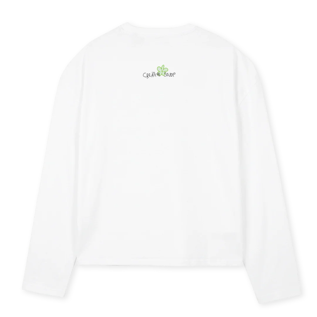 FLOWERPOWER White Oversized Boxy LS Tee. - Image 2