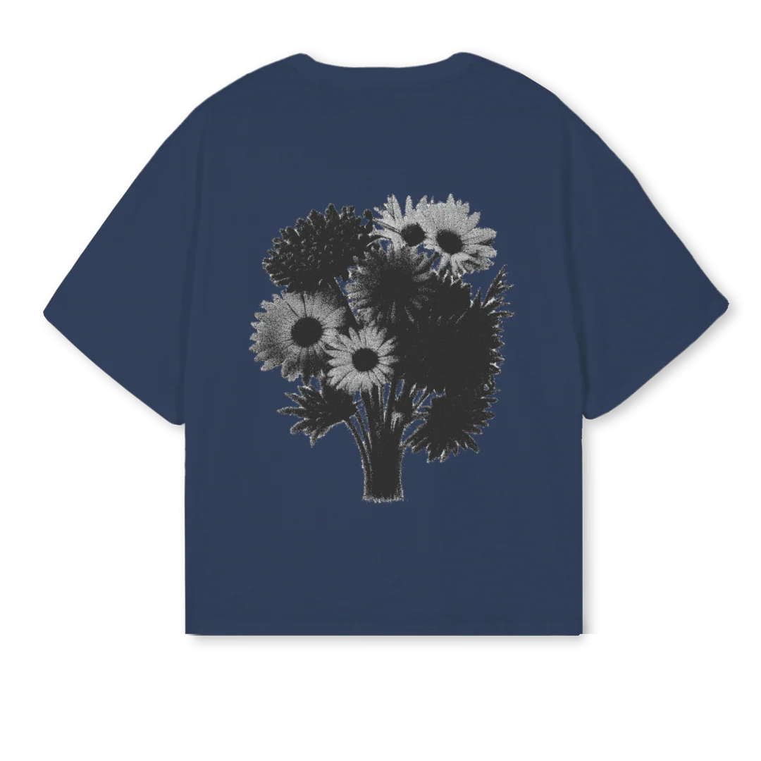 FLOWERSPRSNL Navy Blue Oversized Boxy Tee. - Image 2