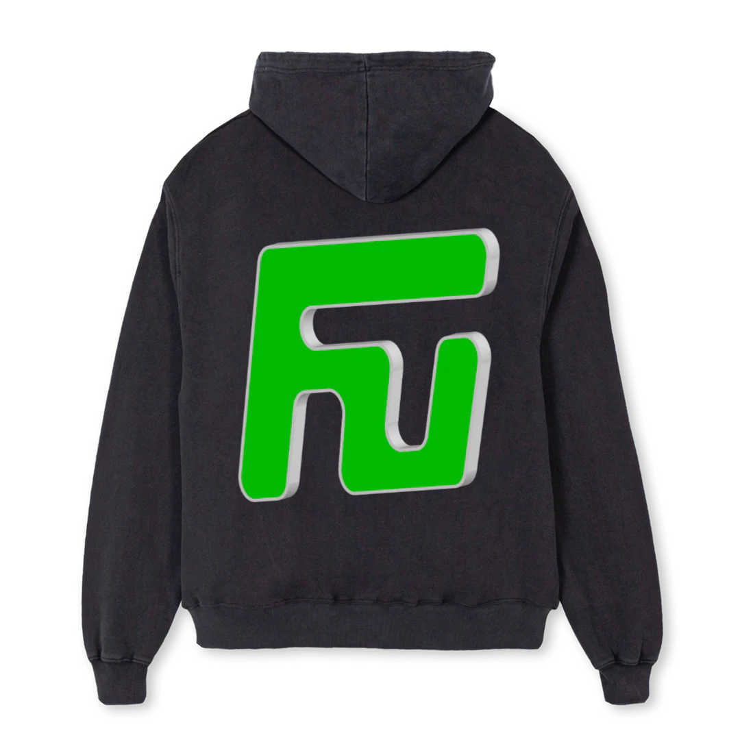 FNUONE Vintage Black Oversized Zipped Hoodie. - Image 2