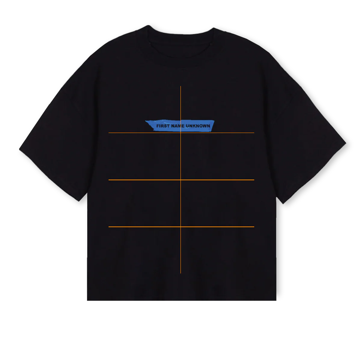 FNUPRINTTAPE Black Oversized Boxy Tee.