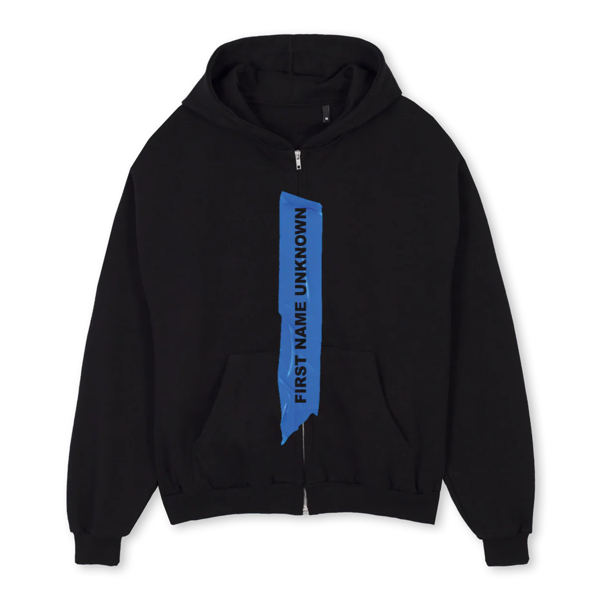 FNUTAPE Black Oversized Zipped Hoodie.