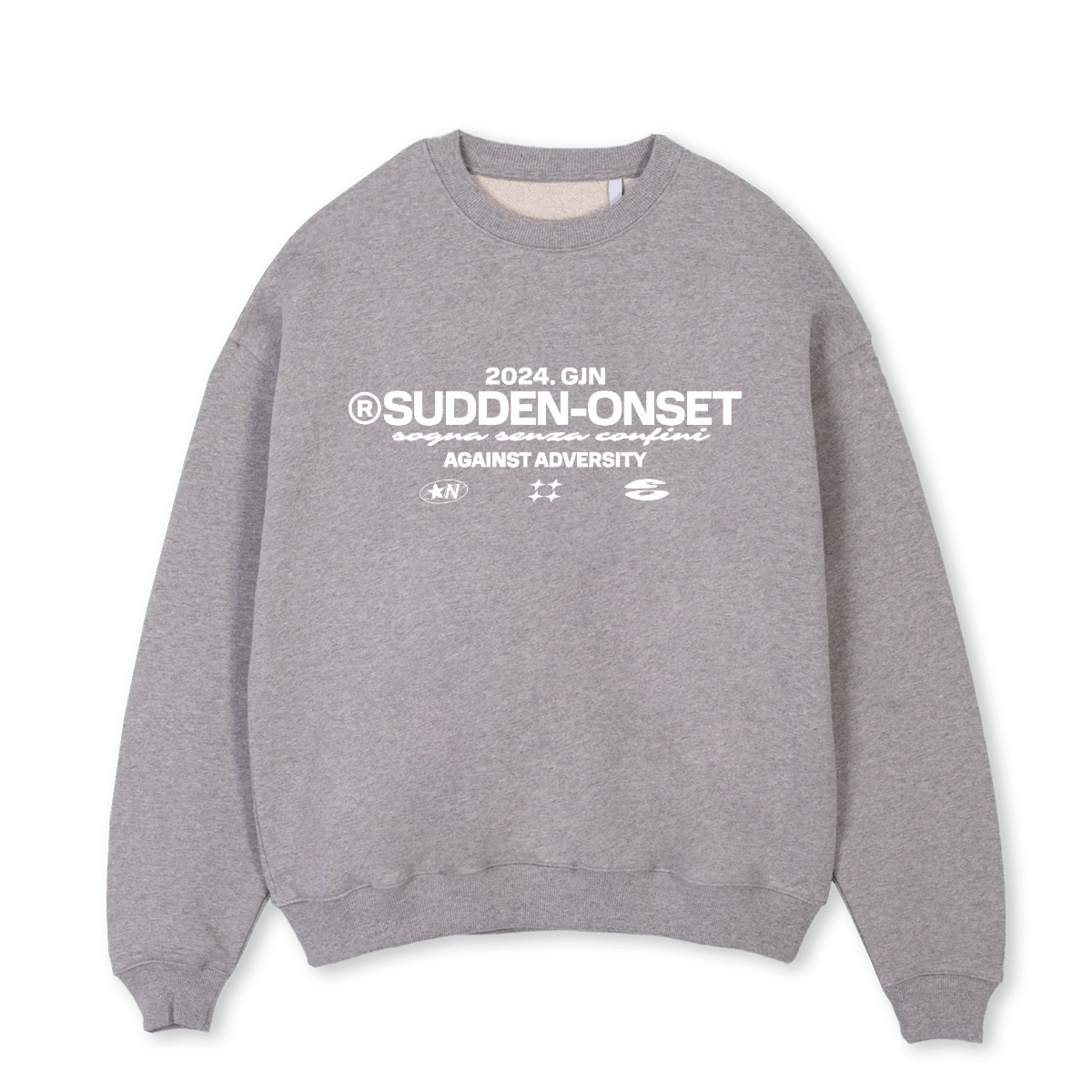 FOCACH Grey Marl Oversized Crewneck Sweater.