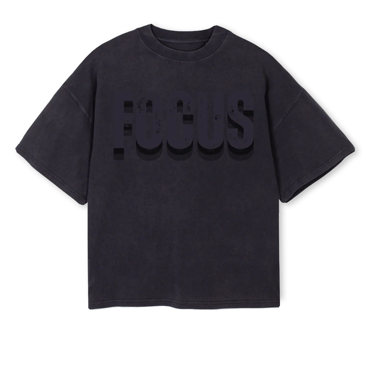 FOCUSBLACKV Vintage Black Oversized Boxy Tee.