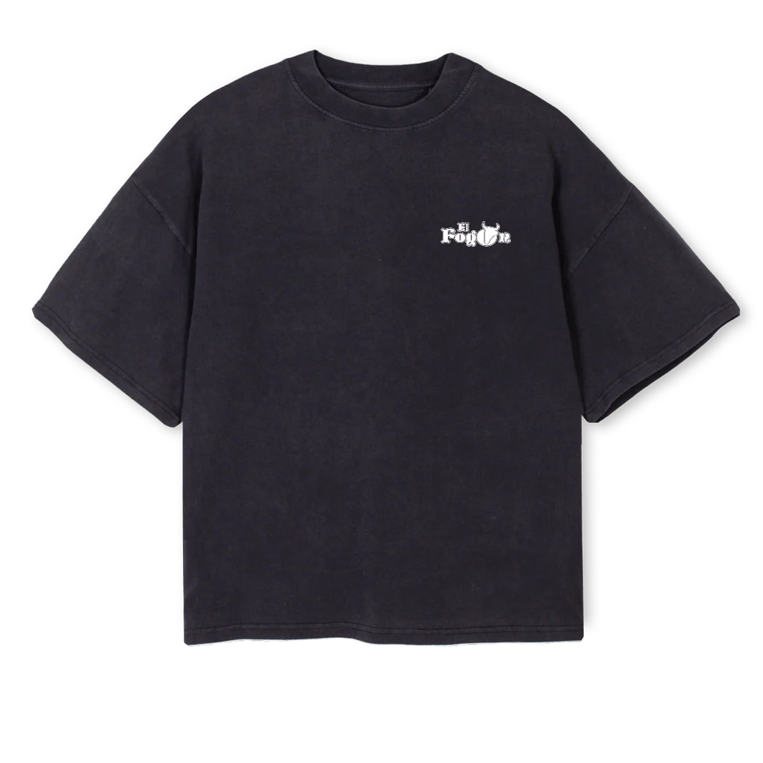 FOGONTO Vintage Black Oversized Boxy Tee.