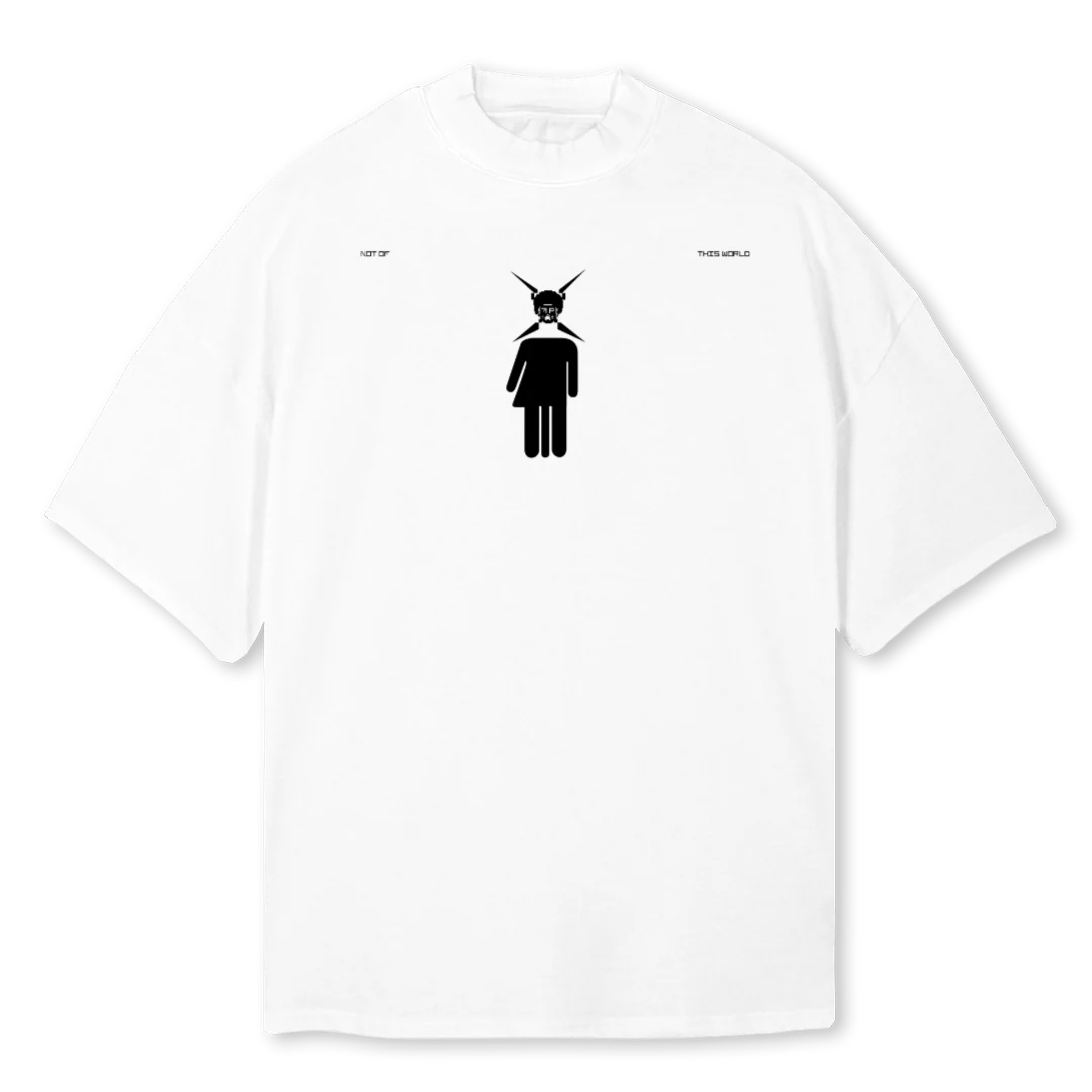 FPA GENDERLESS White Oversized Mock Neck Tee.