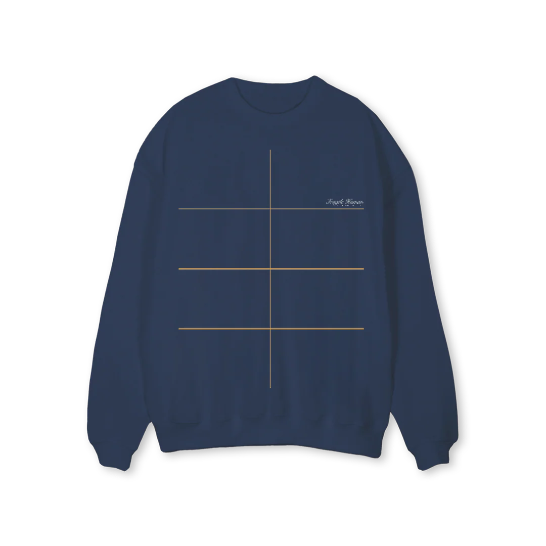 FRAGILEH Navy Blue Regular Crewneck Sweater.