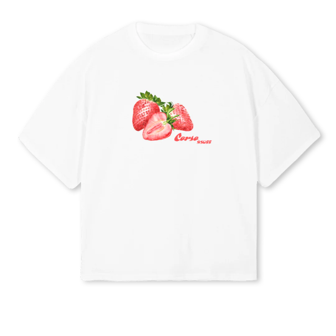 FRAGOLACORSO White Oversized Boxy Tee.