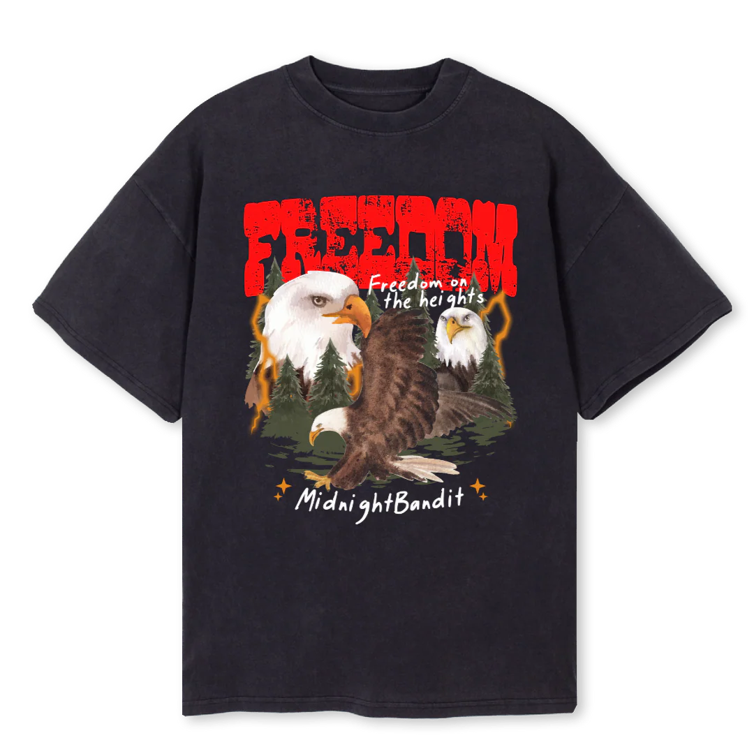 FREEDOM Vintage Black Oversized Tee.
