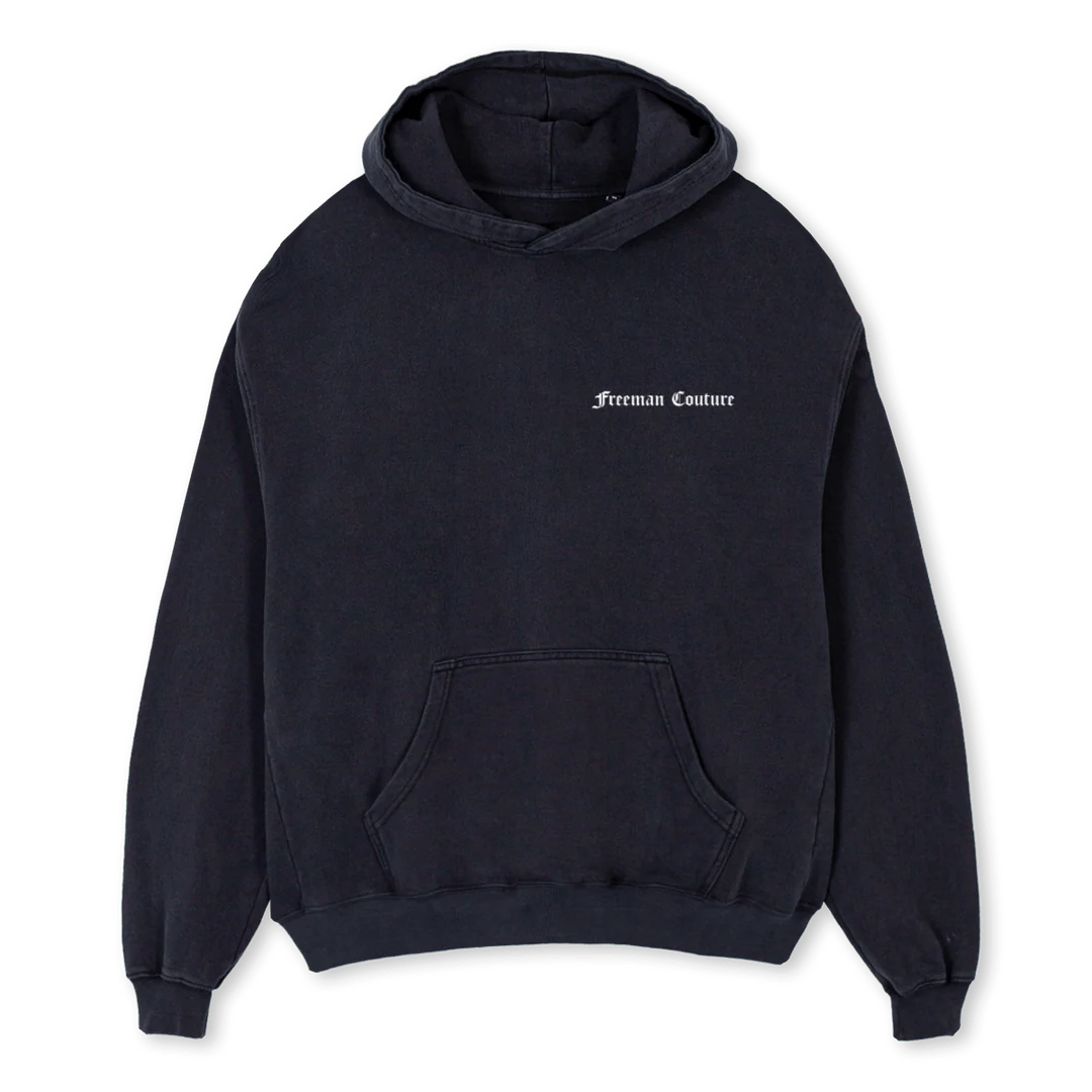 FREEMANS Vintage Black Oversized Hoodie.