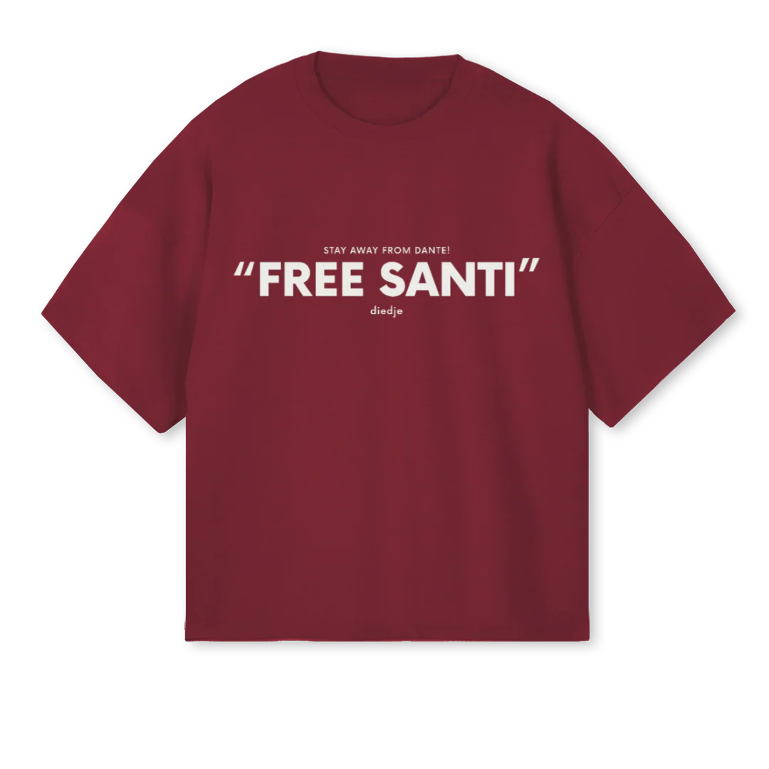 FREESANTI Burgundy Oversized Boxy Tee.