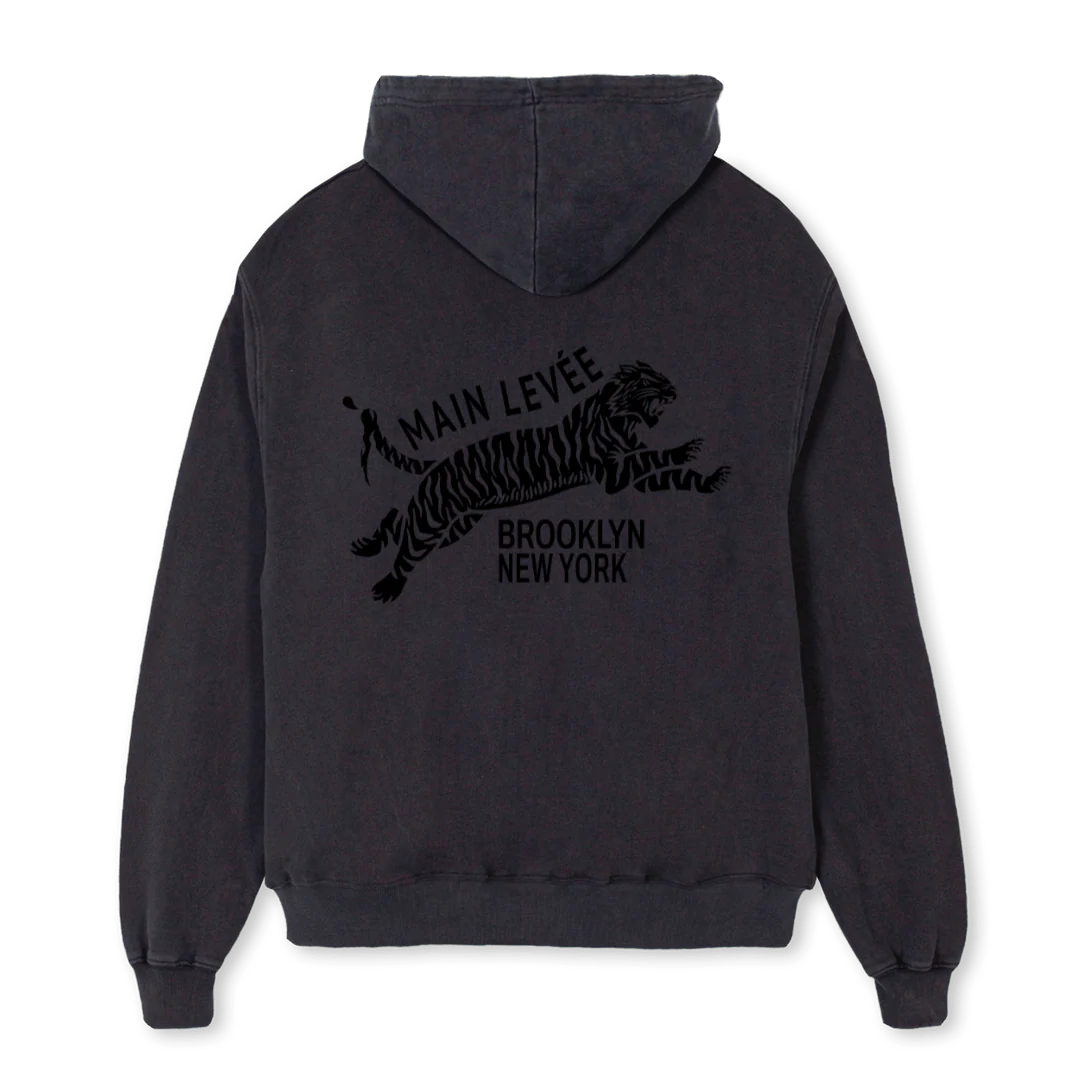 BKTIGER_VB Vintage Black Oversized Zipped Hoodie - Image 2