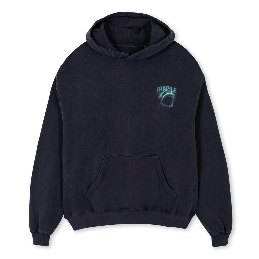 FRGL SHRK Vintage Black Oversized Hoodie.