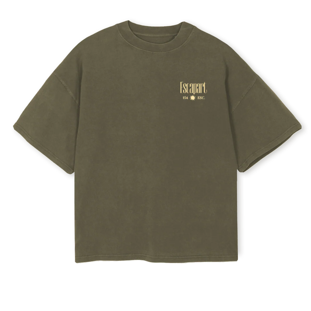 FRIDAY RITUAL  Vintage Olive Oversized Boxy Tee.