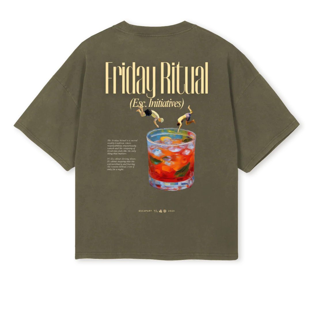 FRIDAY RITUAL  Vintage Olive Oversized Boxy Tee. - Image 2