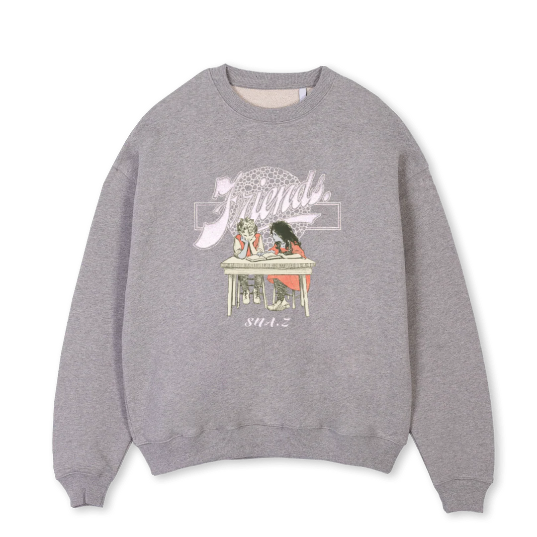 FRIENDS VERSIONONE Grey Marl Oversized Crewneck Sweater.