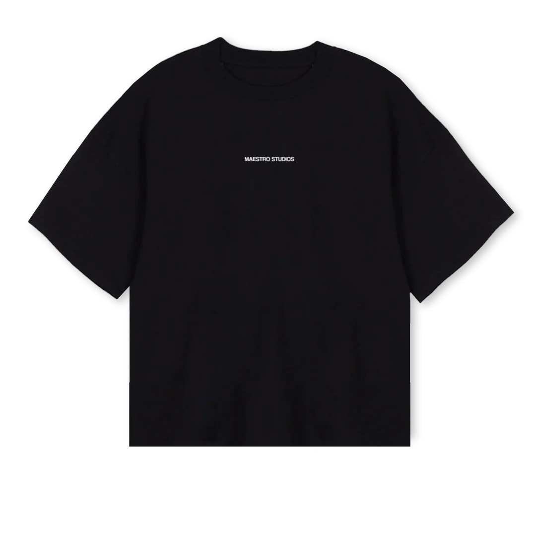 FRIENDSANDFAMILY Black Oversized Boxy Tee.