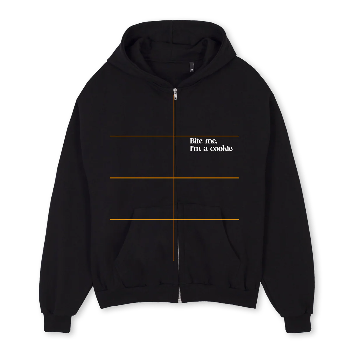 FRONT BITE BACK DOH Black Oversized Zipped Hoodie.
