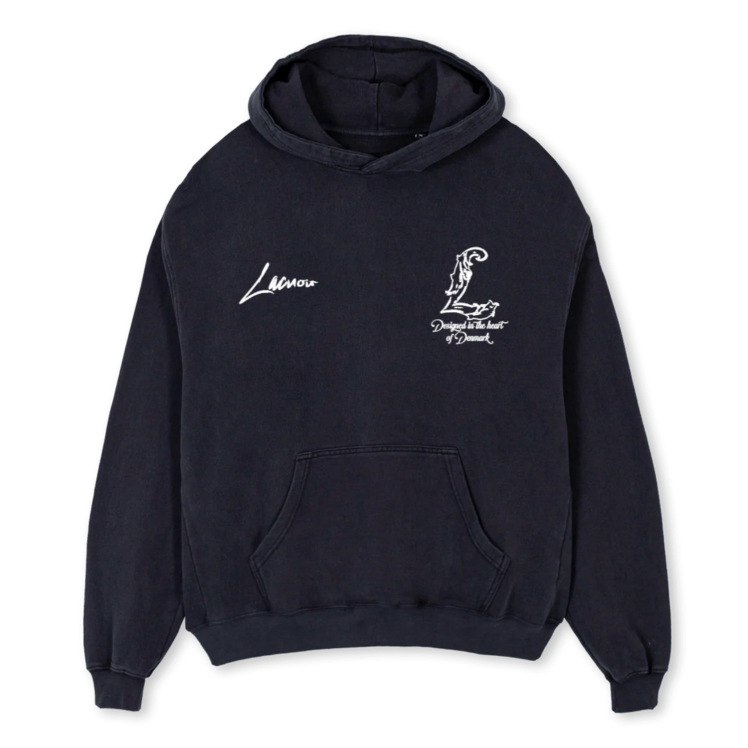 FRONTLOGOBACKLACNOIR Vintage Black Oversized Hoodie.