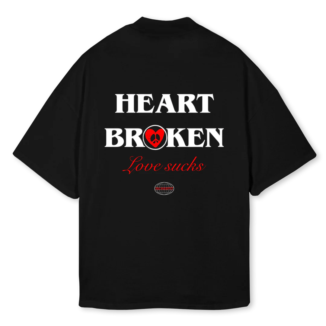 FUCK LOVE TEE Black Oversized Mock Neck Tee. - Image 2